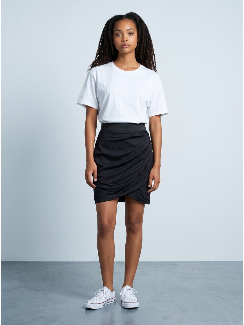 Elizabeth & James NWT Ruched Wrap Silk Mini Skirt-Medium-Black